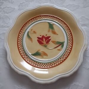 Fitz And Floyd Bellacara Gold plate flower Scallop Edge